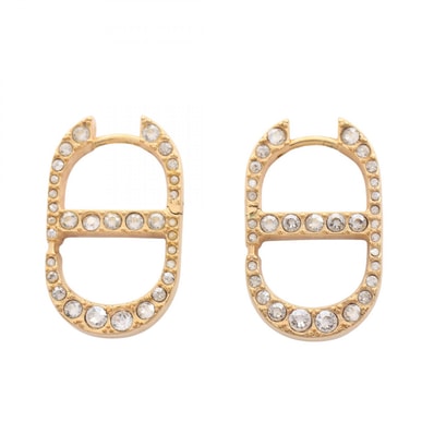 ディオール Dior CD ロゴ アイコン ピアス ジュエリー GP(ゴールドメッキ) ラインストーン レディース ゴールド系 / クリア系 【中古】