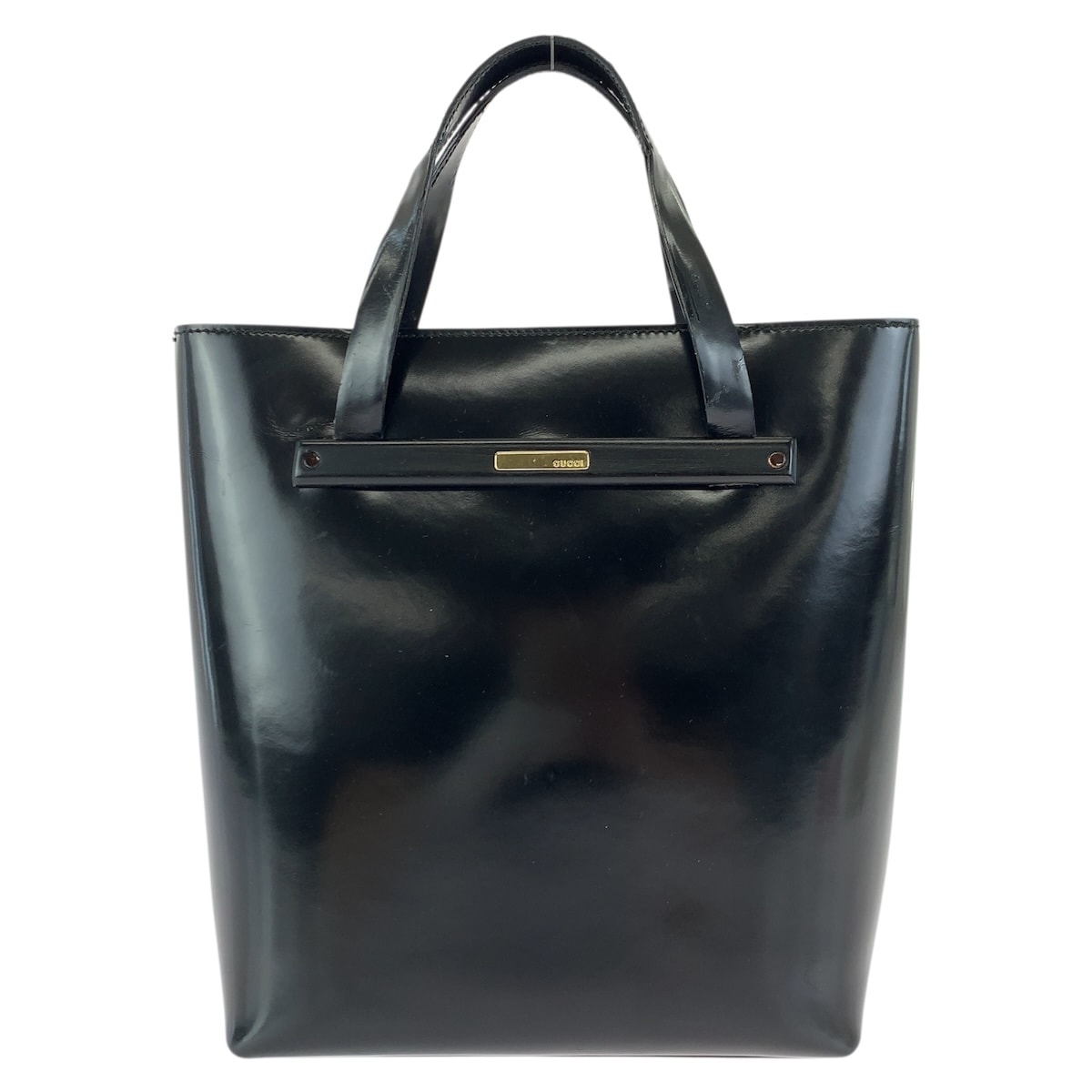 GUCCI グッチ ヴィンテージ ブラック 黒 ゴールド金具 エナメル ハンドバッグ 601320 【中古】