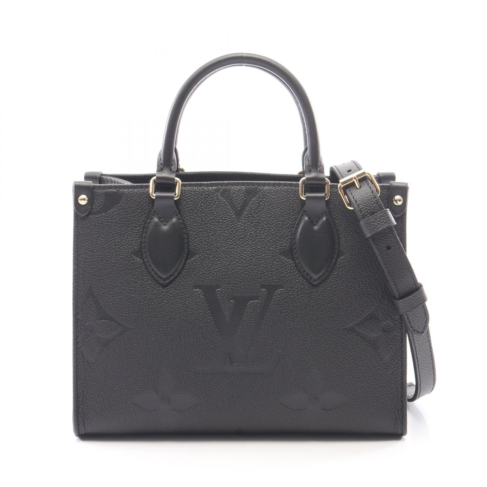 ルイ・ヴィトン LOUIS VUITTON オンザゴーPM 2WAY ハンドバッグ バッグ レザー モノグラム・アンプラント ノワール レディース ブラック系 M45653 【中古】
