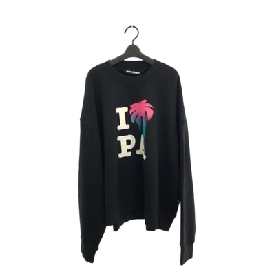新品未使用 Palm Angels パームエンジェルス I LOVE PA サイズL ブラック ホワイト コットン スウェット トレーナー 604152 【中古】