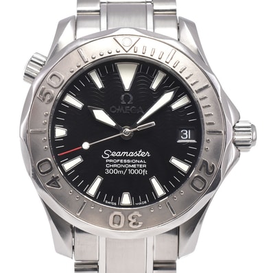 オメガ OMEGA 2236.50 シーマスター プロフェッショナル 300M K18WGベゼル クロノメーター ブラック 自動巻き メンズ 美品 腕時計 J#150123