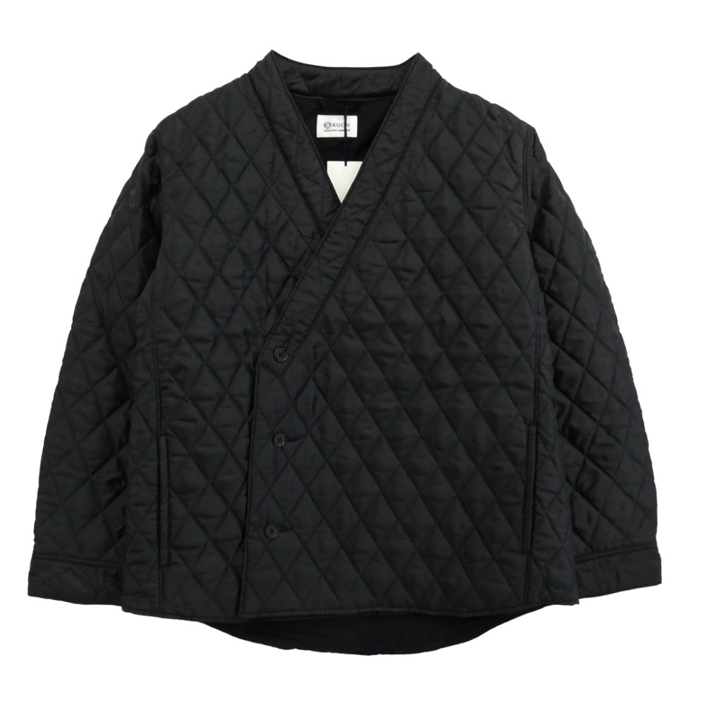 KUON クオン ジャケット 145JK033940 Kimono Collar Quilted Shirket キモノカラー ダブルブレスト キルティング シャツ ジャケット ブラック系 M【極上美品】【中古】