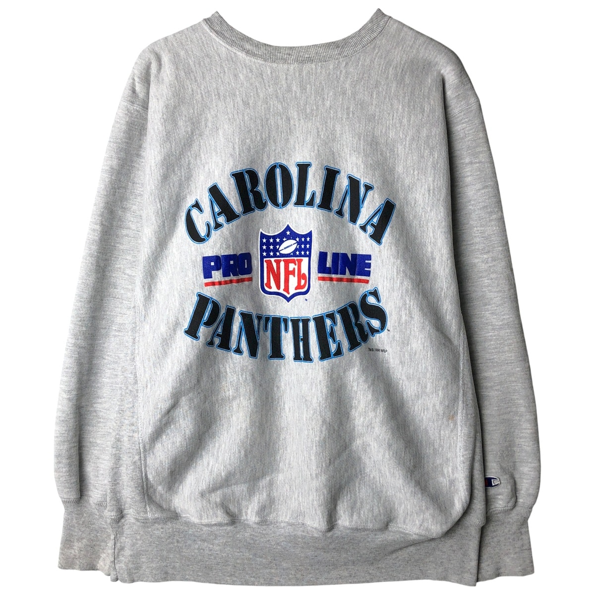 古着 90年代 チャンピオン Champion REVERSE WEAVE リバースウィーブ NFL CAROLINA PANTHERS カロライナパンサーズ プリントスウェットシャツ トレーナー メンズXL相当 ヴィンテージ/eaa605265