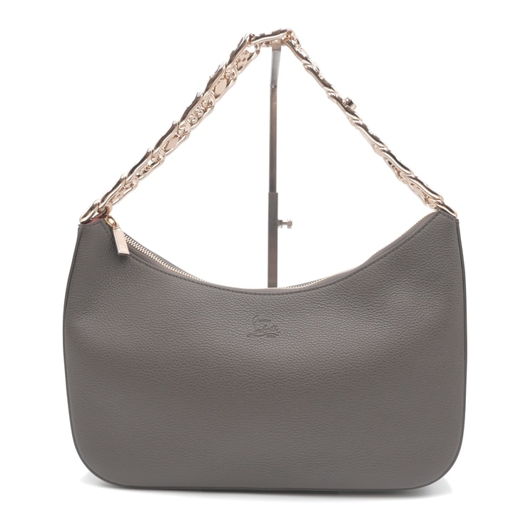 Christian Louboutin(クリスチャン ルブタン)Loubigirl ルビガール ショルダーバッグ チェーンバッグ グレー レザー ゴールド金具 レディース【中古】