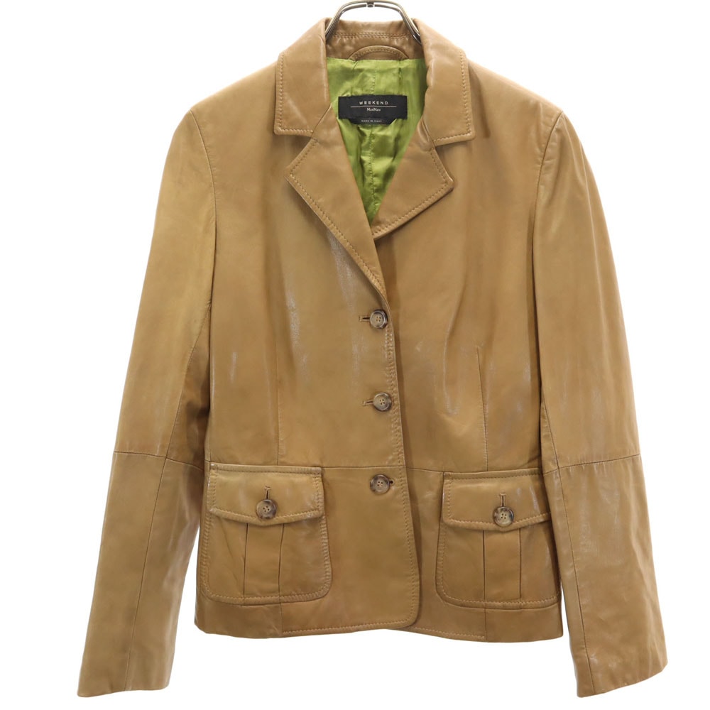 WEEKEND MaxMara ウィークエンドマックスマーラ イタリア製 本革 レザージャケット 42 ブラウン系