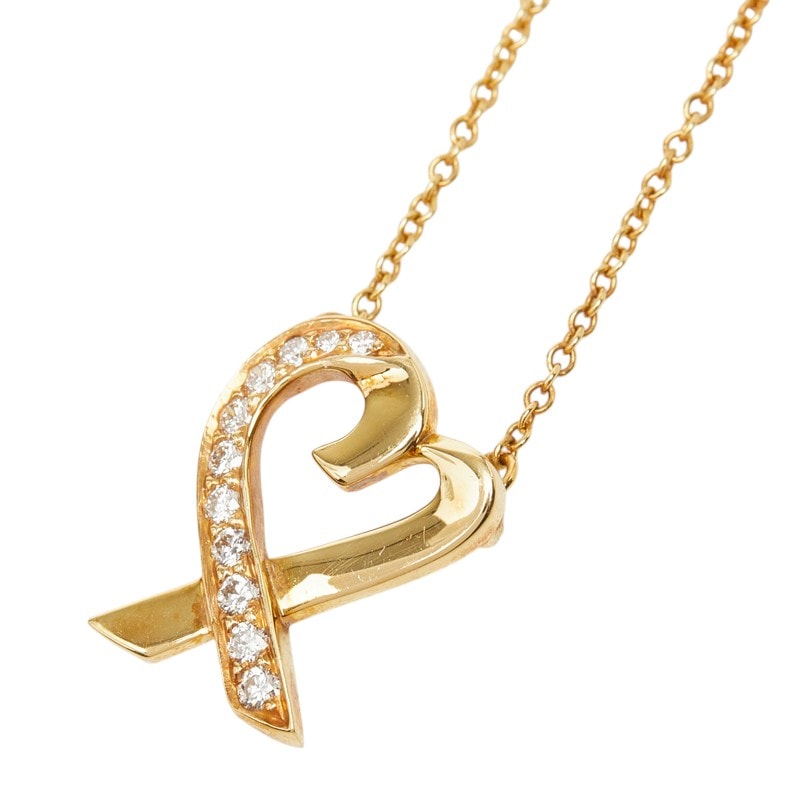 ティファニー ラビングハート ネックレス K18YG イエローゴールド 750 ダイヤモンド レディース TIFFANY&Co. 中古