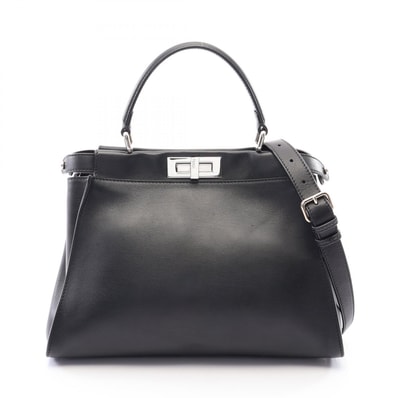 フェンディ FENDI ピーカブー レギュラー モンスターアイ 2WAY ハンドバッグ バッグ レザー レディース ブラック系 8BN290 【中古】