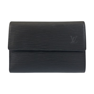 美品 LOUIS VUITTON ルイヴィトン エピ ポルトトレゾールエテュイパピエ ブラック 黒 ゴールド金具 レザー 折財布 コンパクトウォレット 600077 【中古】