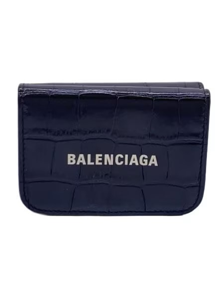 BALENCIAGA Women's Cash Mini Wallet Shiny Crocodile Embossed Calfskin "Black"