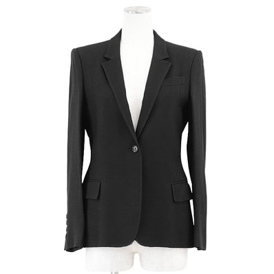 グッチ レーヨン100%クレープ テーラード 1B ストレッチライニング ジャケット レディース ブラック 40 GUCCI