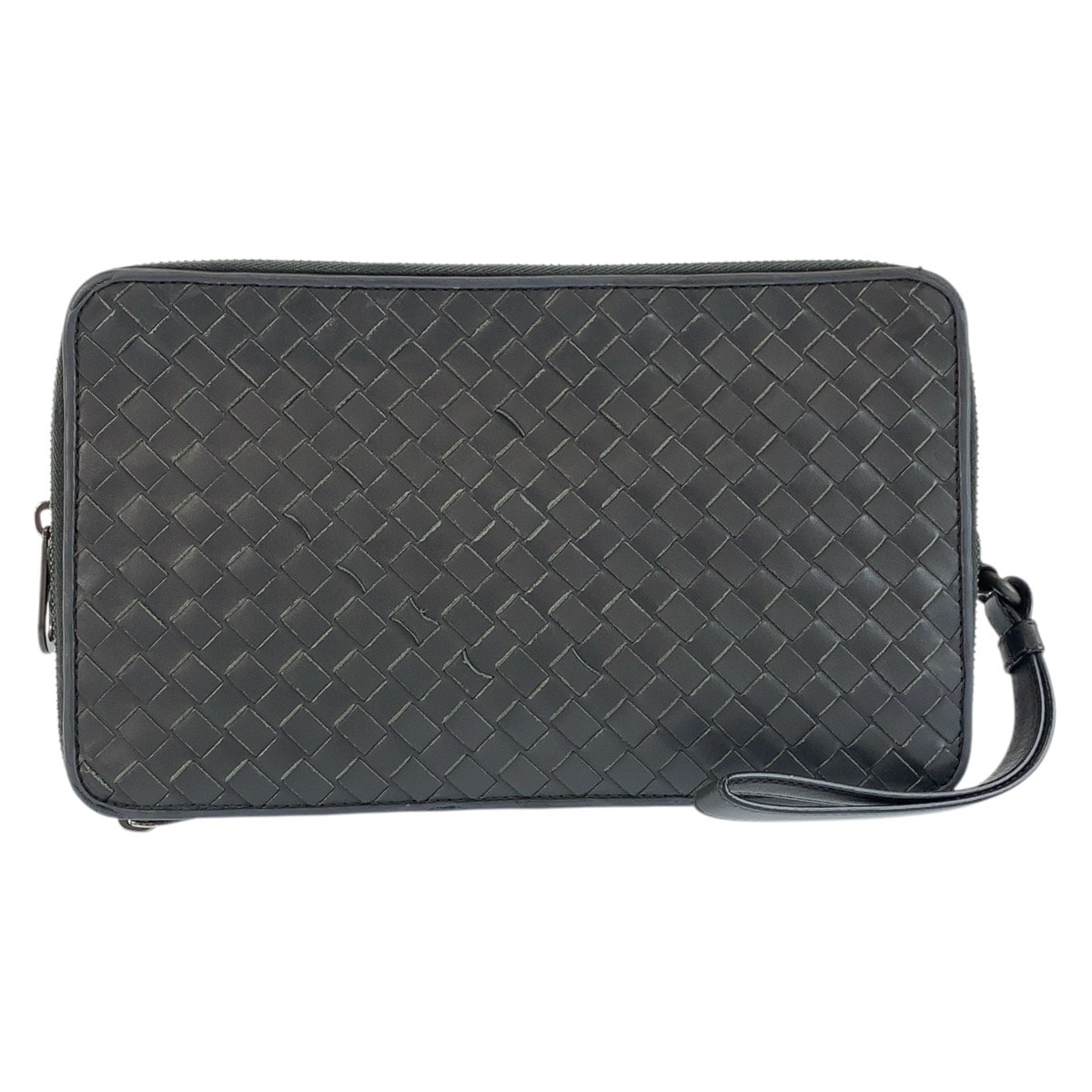 BOTTEGAVENETA ボッテガヴェネタ イントレチャート グレー レザー クラッチバッグ セカンドバッグ 602407 【中古】