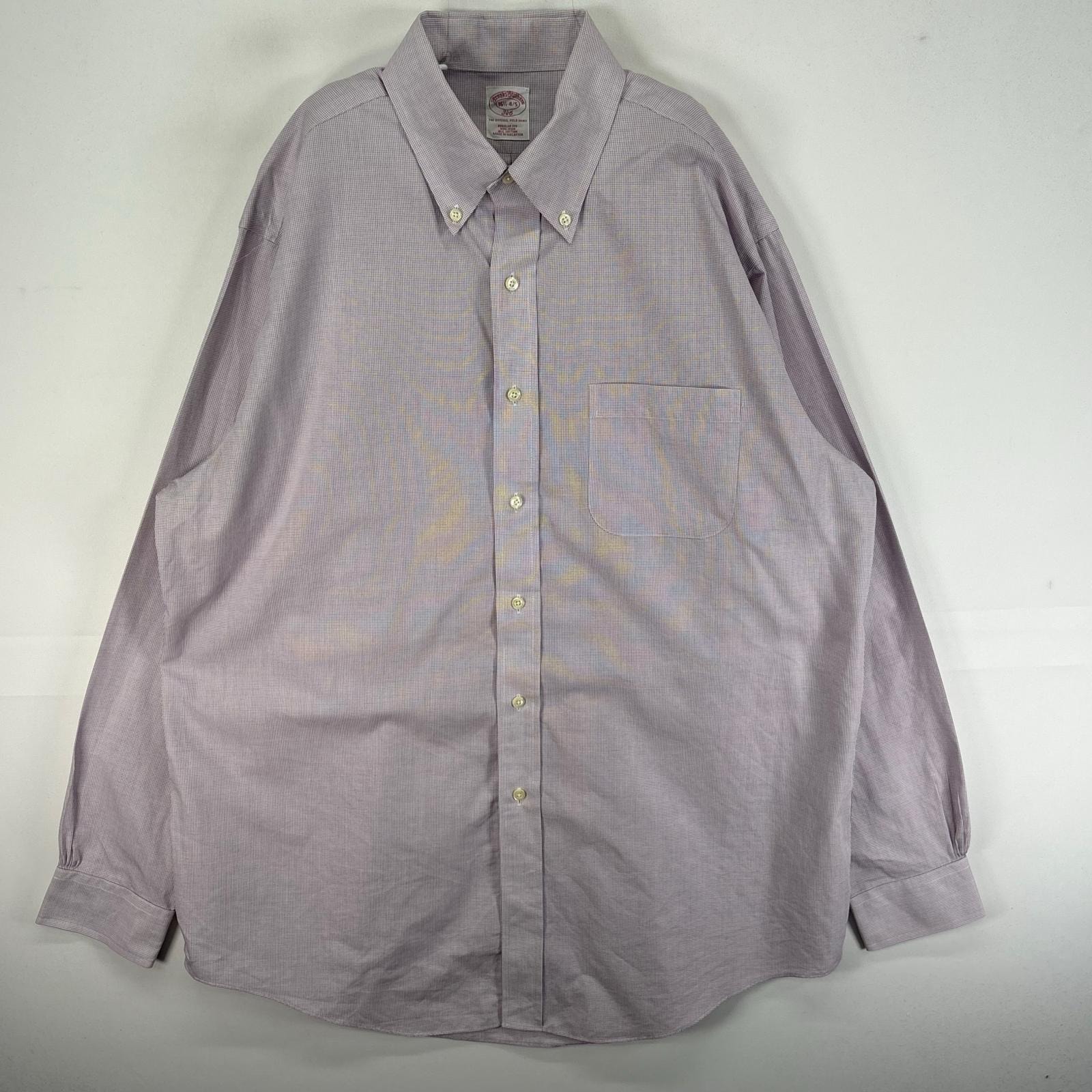 古着 ブルックスブラザーズ Brooks Brothers 長袖シャツ ボタンダウン 胸ポケ L パープル系 チェック メンズ