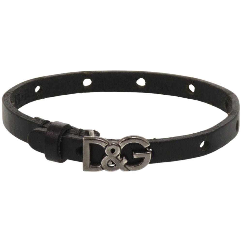 ドルチェアンドガッバーナ  D&Gロゴ   メタル レザー ブラッ