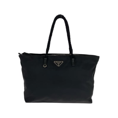 美品 PRADA プラダ テスート 三角ロゴプレート ブラック 黒 シルバー金具 ナイロン トートバッグ ショルダーバッグ 506062 【中古】