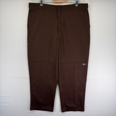 古着 ディッキーズ Dickies パンツ ワーク ワンポイントロゴ ジッパーフライ ダブルニー ツールポケット W42 L32 ブラウン系 メンズ