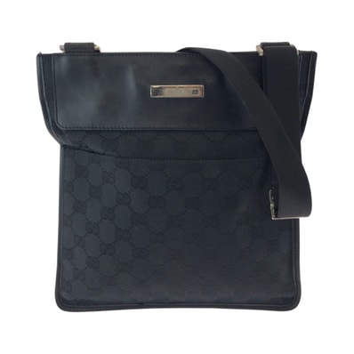 美品 GUCCI グッチ ブラック 黒 シルバー金具 GGキャンバス ショルダーバッグ ポシェット 506404 【中古】