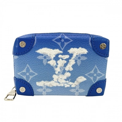 LOUIS VUITTON ルイヴィトン コインケース モノグラムクラウズ ソフトトランク ネックレスウォレット 小銭入れ 小物 M45440 ブルー 青 シルバー金具 メンズ【中古品】