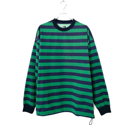 DAIWA PIER39 Tech Drawstring Border L/S Tee "Green x Navy"