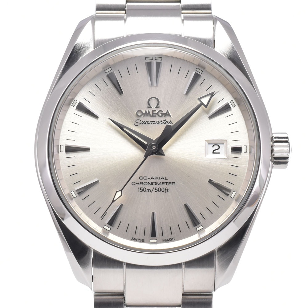 オメガ OMEGA 2503.30 シーマスター アクアテラ デイト クロノメーター シルバー 自動巻き メンズ 美品 箱・保証書付き 腕時計 J#150558