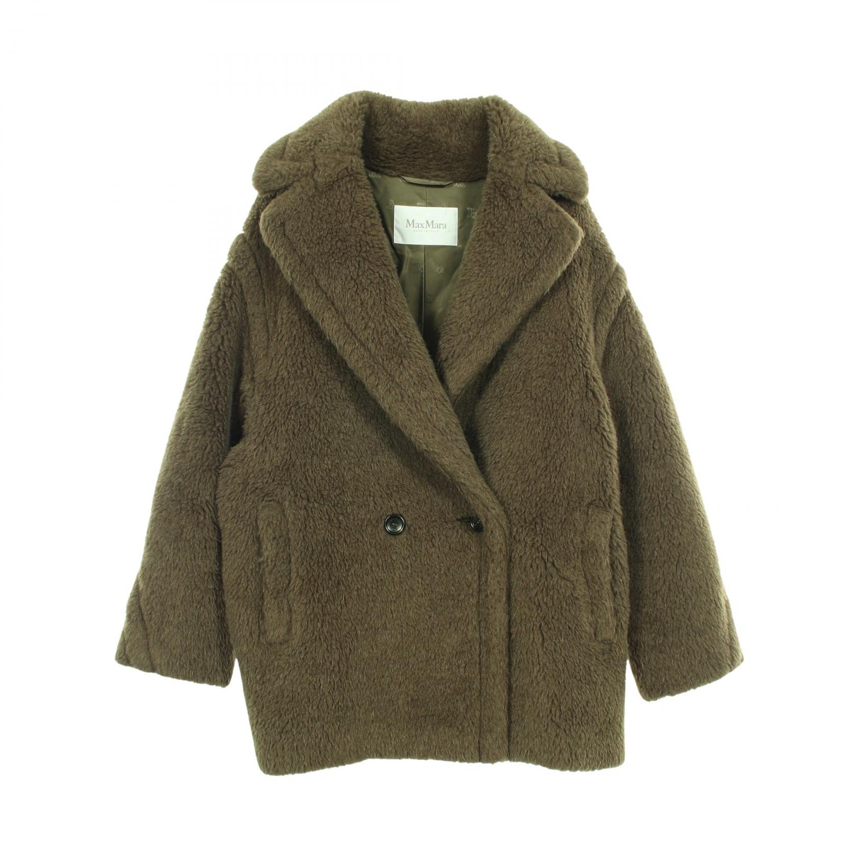 マックスマーラ MAX MARA OLGA テディベア 衣料品 アウター ウール シルク アルパカ レディース カーキ系 【中古】