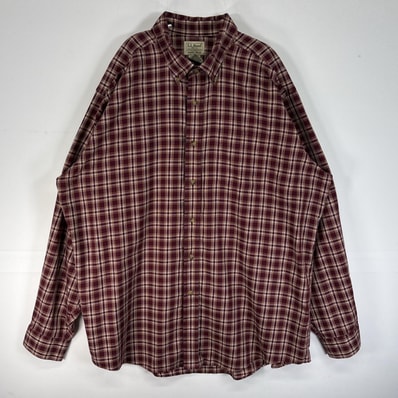 古着 エルエルビーン L.L.Bean 長袖シャツ チェック ボタンダウン 胸ポケ 大きいサイズ XL-REG ワインレッド マルチカラー メンズ