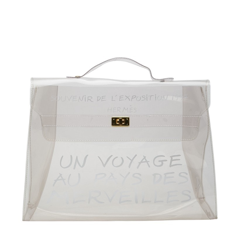エルメス ビニールケリー 不思議の国 エルメスへの旅 ハンドバッグ クリア 透明 ビニール レディース HERMES 【中古】