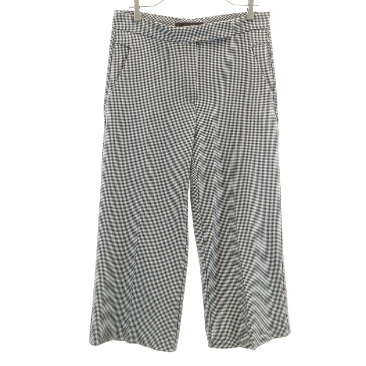 ZARA BASIC ザラベーシック ハウンドトゥース柄 ワイドパンツ M ホワイト 千鳥格子