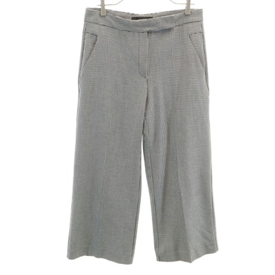 ZARA BASIC ザラベーシック ハウンドトゥース柄 ワイドパンツ M ホワイト 千鳥格子