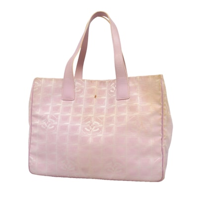 【6ia0498】シャネル トートバッグ ニュートラベル ナイロン ピンク シャンパンゴールド金具【中古】レディース