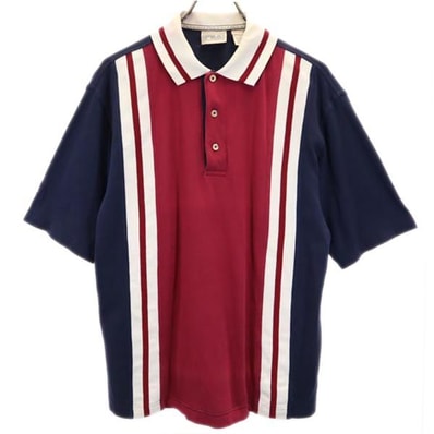 FILA フィラ 半袖 ポロシャツ S ボルドー×ネイビー