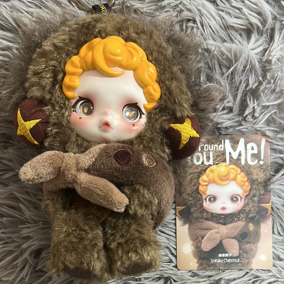 POP MART SKULLPANDA You Found Me! Series Plush Doll Pendant Sneaky Chestnut