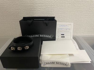 Chrome Hearts 3 Button 2 Snap Bracelet Cross "Black"