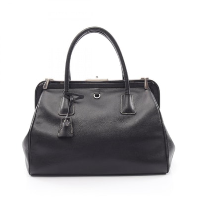 プラダ PRADA ドクターズバッグ ハンドバッグ バッグ レザー レディース ブラック系 【中古】