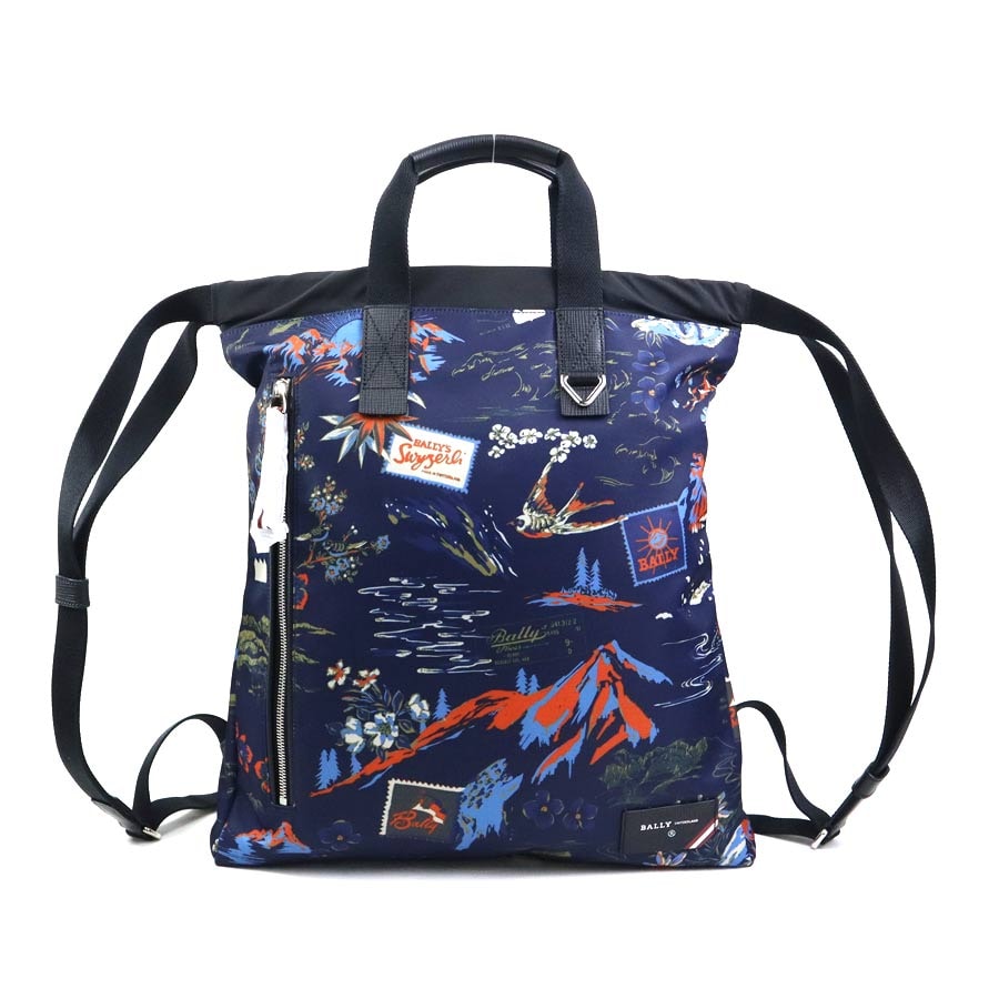 バリー BALLY リュック ナイロン ネイビー系×ブラック ユニセックス【中古】 56141g