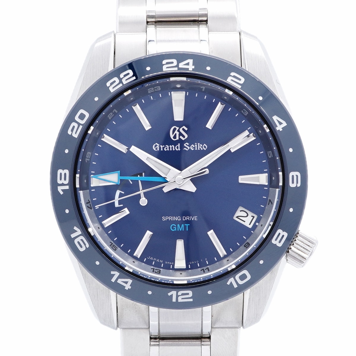 ★最終価格★SALE【6wid0295】セイコー グランドセイコー スポーツコレクション GMT スプリングドライブ SBGE255/9R66-0BB0 青文字盤【中古】腕時計 メンズ