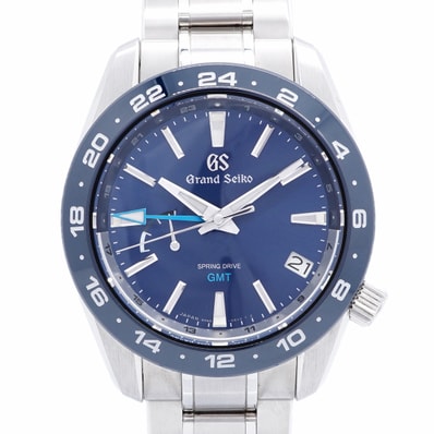 ★最終価格★SALE【6wid0295】セイコー グランドセイコー スポーツコレクション GMT スプリングドライブ SBGE255/9R66-0BB0 青文字盤【中古】腕時計 メンズ