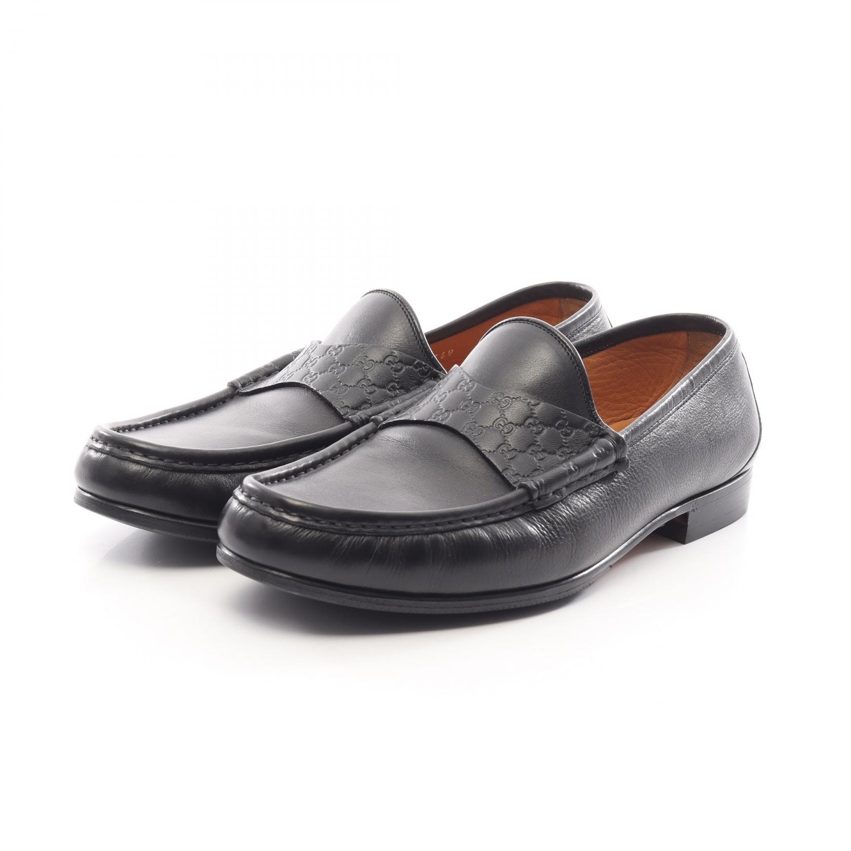 グッチ GUCCI マイクログッチシマ ローファー 靴 レザー メンズ ブラック系 268368 【中古】