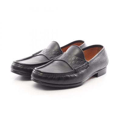 グッチ GUCCI マイクログッチシマ ローファー 靴 レザー メンズ ブラック系 268368 【中古】