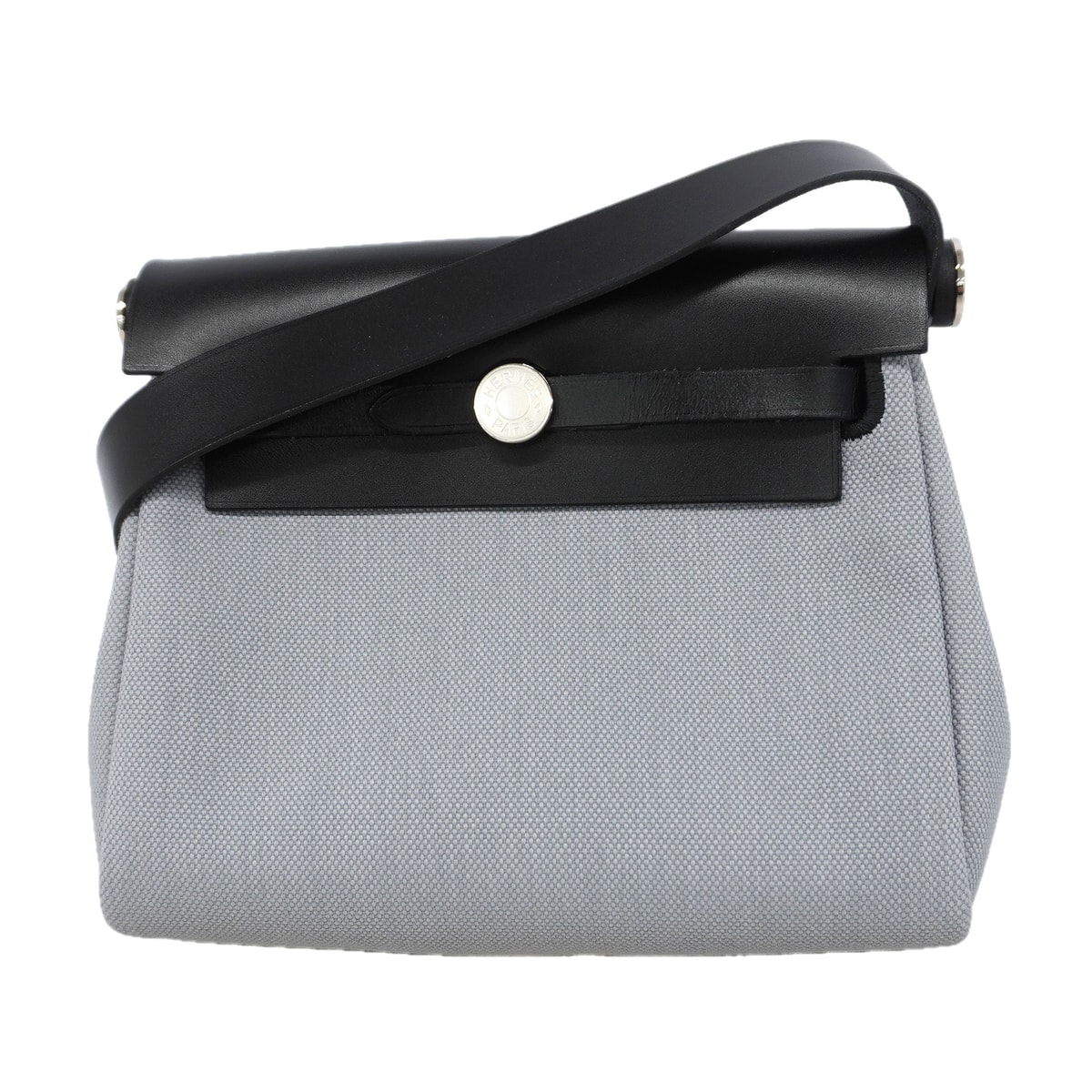 【6kd3393】エルメス ショルダーバッグ エールバッグジップミニ トワルアッシュ ブラック グレー シルバー金具 K刻印【中古】レディース