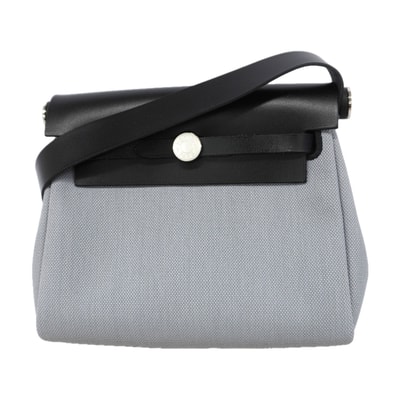 【6kd3393】エルメス ショルダーバッグ エールバッグジップミニ トワルアッシュ ブラック グレー シルバー金具 K刻印【中古】レディース