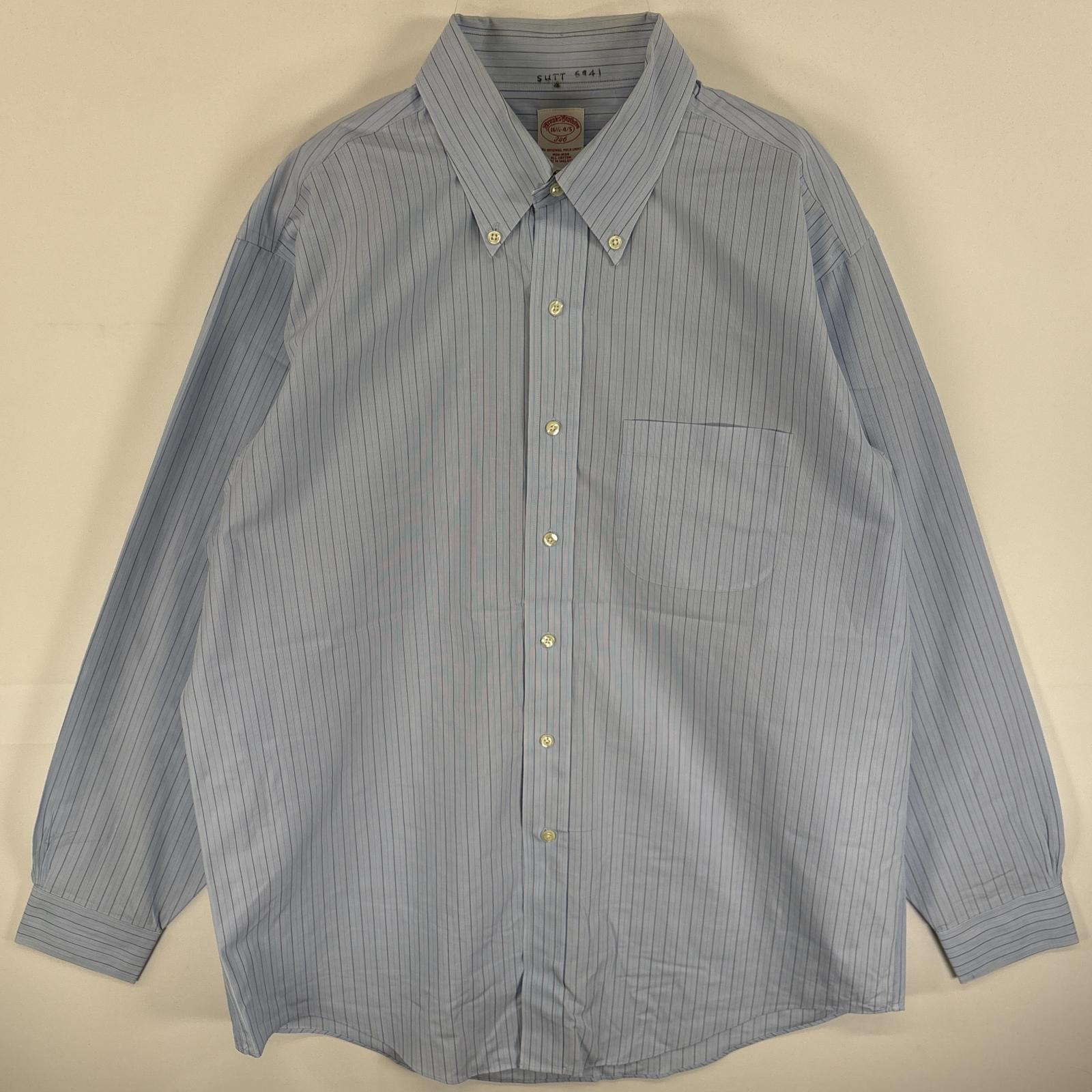 古着 ブルックスブラザーズ Brooks Brothers 長袖シャツ ボタンダウンシャツ 胸ポケ 346 16 1/2 L-XL 水色系 ストライプ メンズ