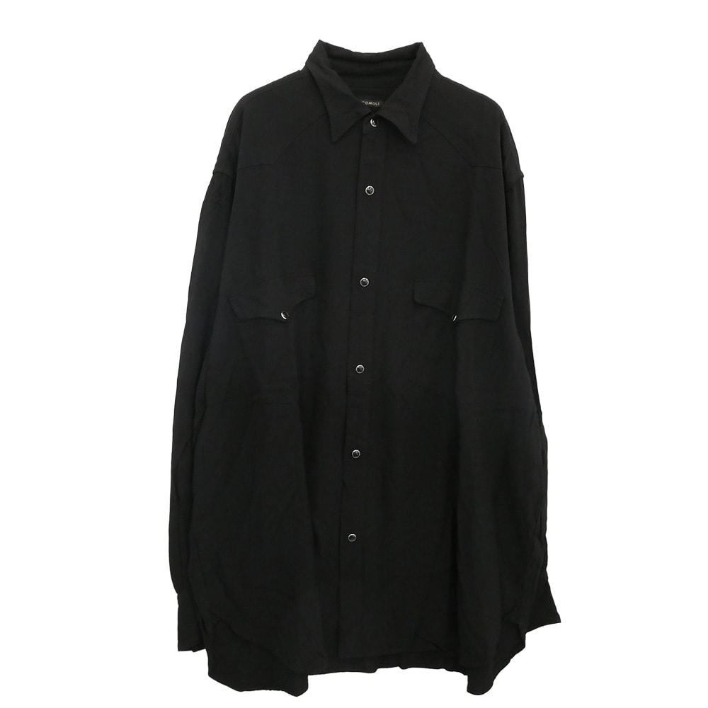 COMOLI コモリ 長袖シャツ 25SS B01-02003 レーヨンウエスタンシャツ ブラック系 3【中古】