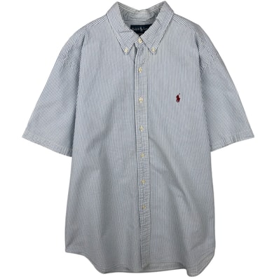 古着 ラルフローレン Ralph Lauren CLASSIC FIT シアサッカー 半袖 ボタンダウン ストライプシャツ メンズXL相当/eaa644874