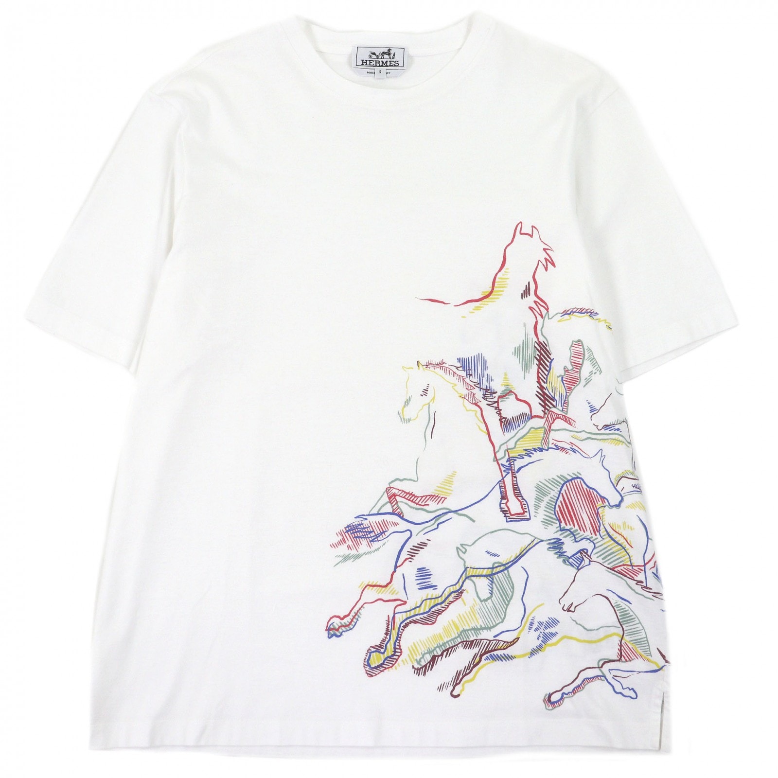 極美品 エルメス 半袖Tシャツ カヴァルカード ホワイト メンズ S
