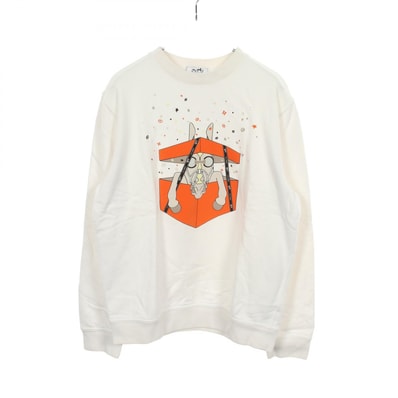 エルメス HERMES Boite Surprise スウェット 衣料品 トップス コットン ホワイト メンズ ホワイト系 / マルチカラー 【中古】