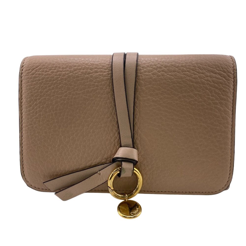 クロエ Chloe 三つ折り財布 ロゴチャーム アルファベット ベージュ