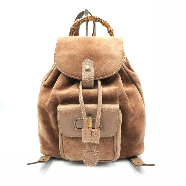 GUCCI(グッチ)バンブー ヴィンテージ ミニリュック バックパック ブラウン スエード レザー 003.1998.0039 レディース【中古】