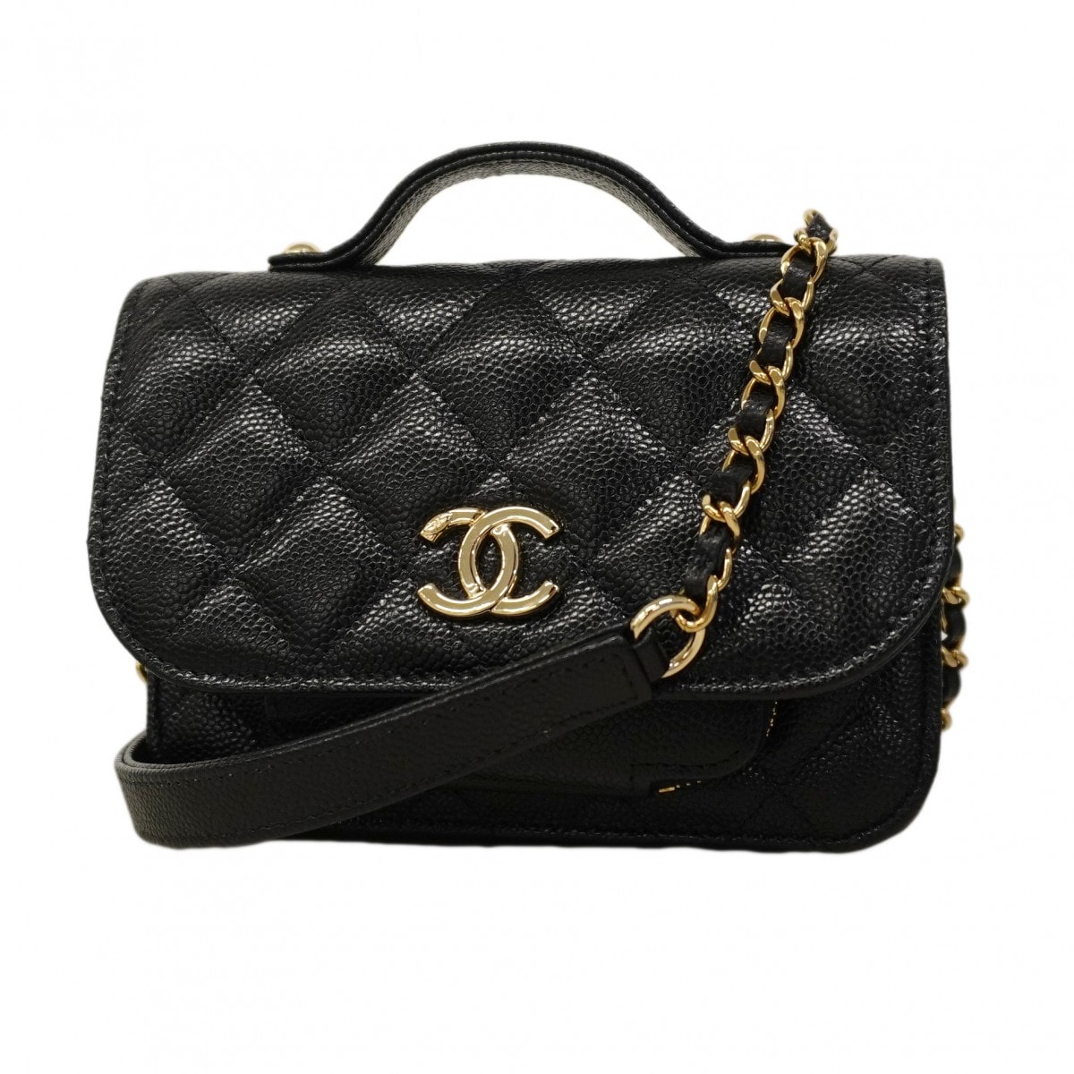 ★最終価格★SALE【6cc3827-k】シャネル ハンドバッグ マトラッセ チェーンショルダー アンフィニティ キャビアスキン ブラック シャンパンゴールド金具 2wayバッグ【中古】レディース