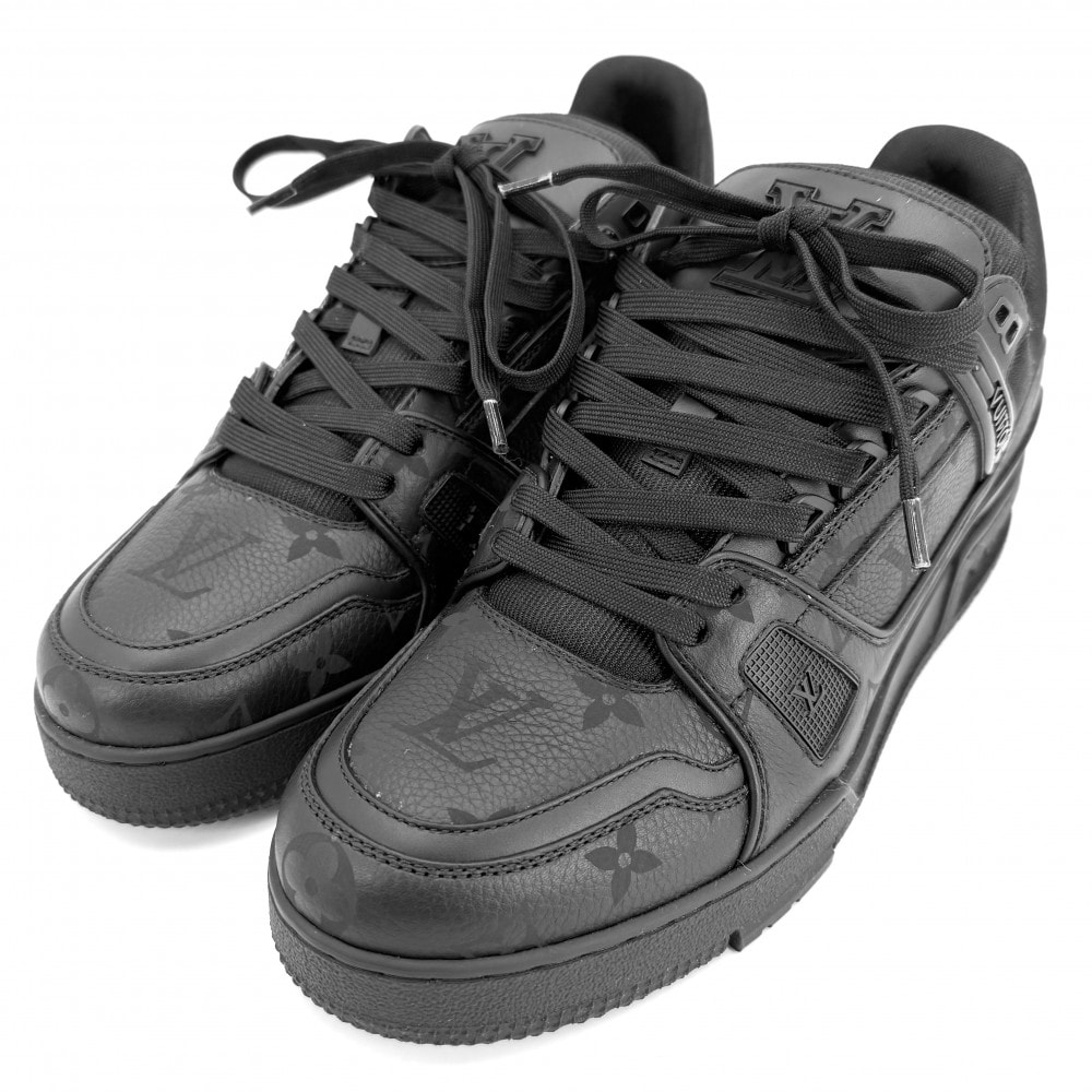 LOUIS VUITTON ルイヴィトン スニーカー LVトレイナー ローカット モノグラム ファッションアイテム 7サイズ 靴 約26cm 1AHDBI レザー ブラック 黒 メンズ 美品【中古品】