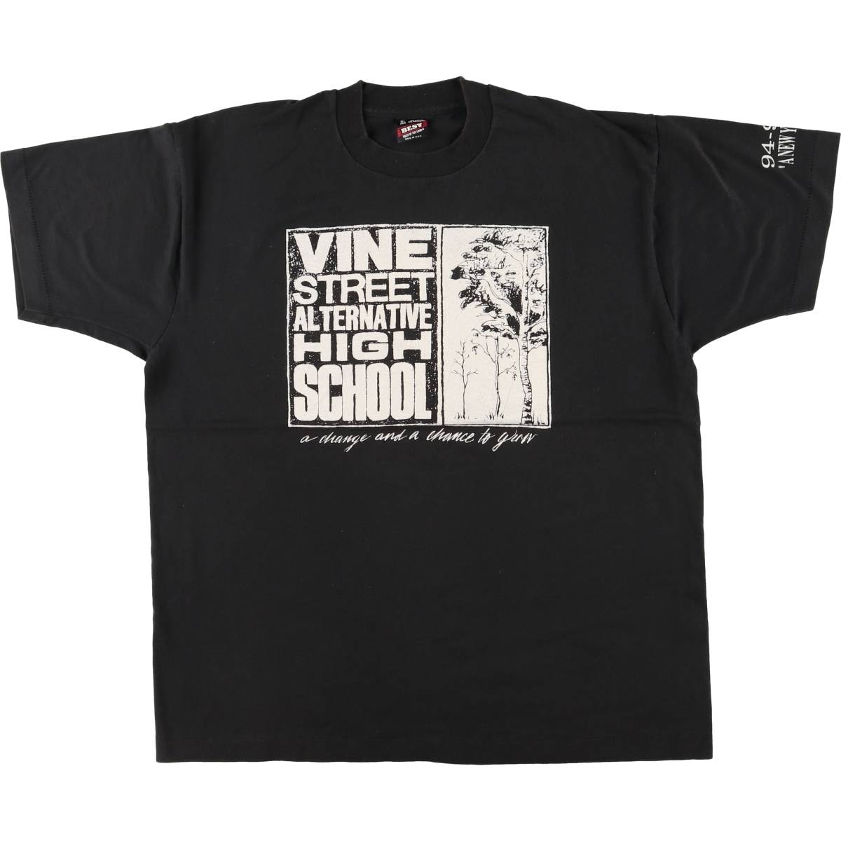 古着 90年代 フルーツオブザルーム FRUIT OF THE LOOM VINE STREET HIGH SCHOOL パロディ プリントTシャツ USA製 メンズXL相当 ヴィンテージ/eaa543490